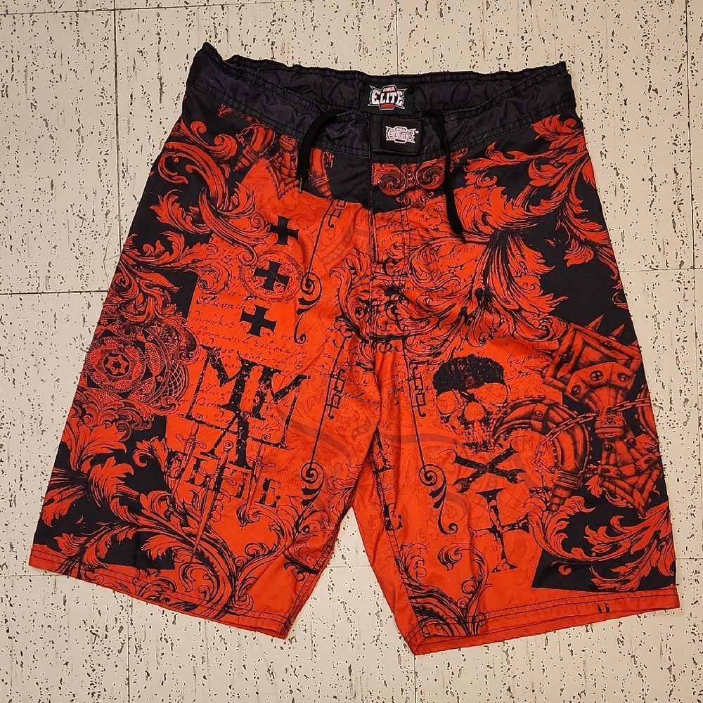 MMA Elite Red And Black Aop Full Graphic Shorts Vintage Y2K